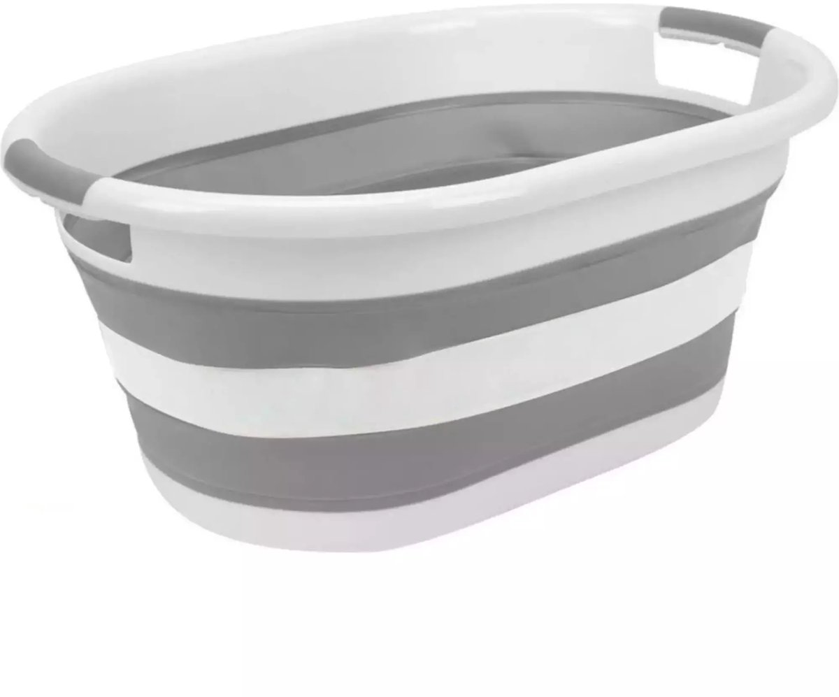 Goedkoopste Benson Opvouwbare wasmand - 39 liter - ruimtebesparend - grijs - siliconen handvatten