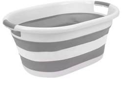 Benson Opvouwbare wasmand - 39 liter - ruimtebesparend - grijs - siliconen handvatten