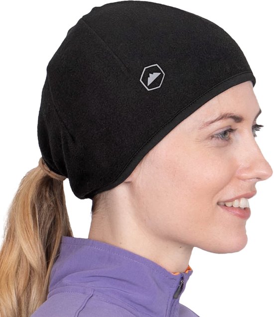 Stoere hoofddeksels Dames hardloopmuts met paardenstaart, paardenstaartmuts, schedelmuts wintermuts voor dames met gat voor paardenstaart