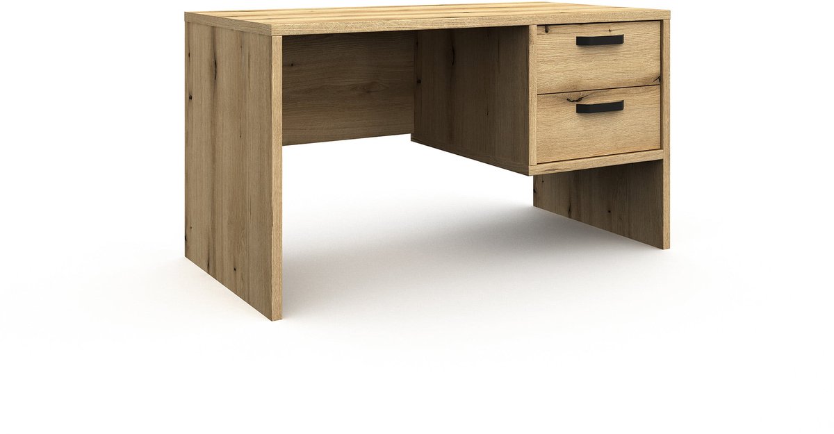 Bureau Mekong Eiken - 130x65cm - Met opbergruimte - Hoogte 72 cm - Met lades