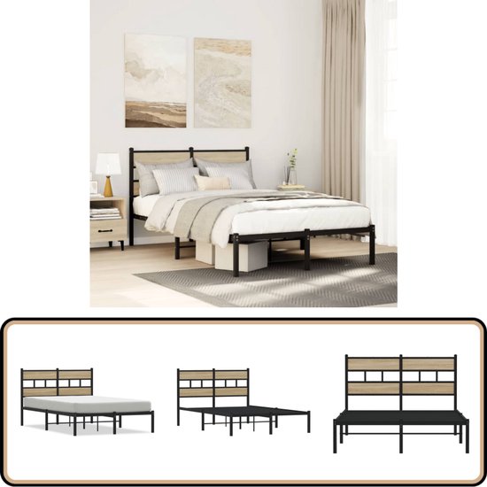 EMODA 46 cm Hoge Bedframe 90x200 cm, Zwaar Belastbaar