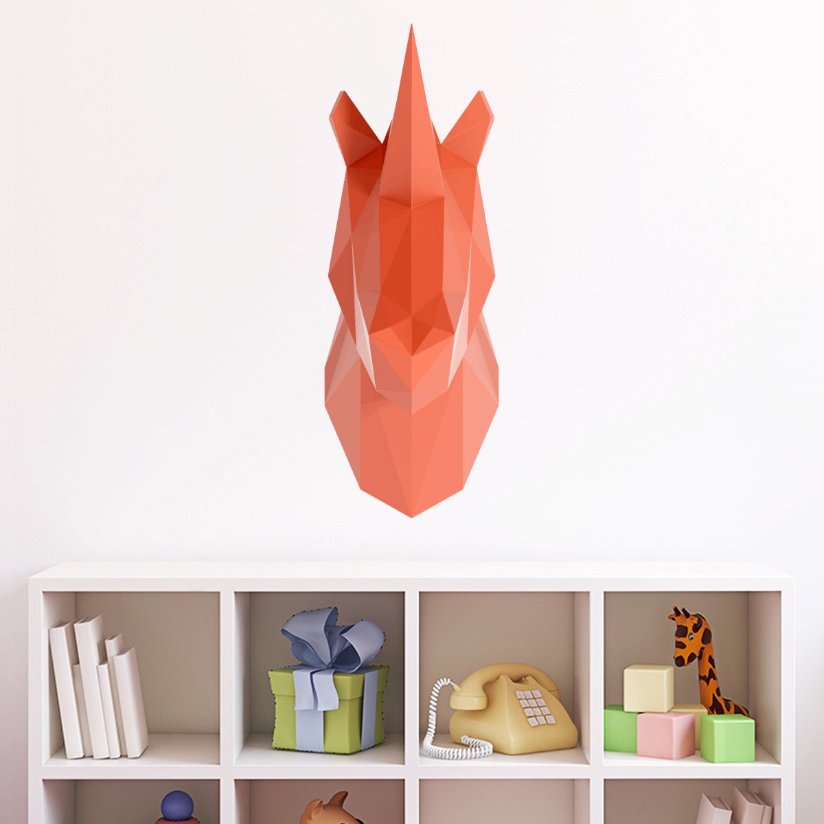 Ambiance Sticker 3D origami sticker roze eenhoorn 70 x 25 cm Multi color