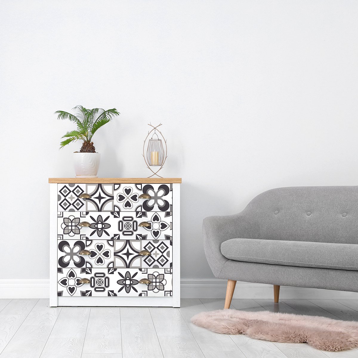 Ambiance Sticker Meubeldecoratiestickers - Zelfklevende stickers voor keuken en woonkamer - 24 Romualdo meubeltegelstickers - 24 stickers 10x10cm Multi color