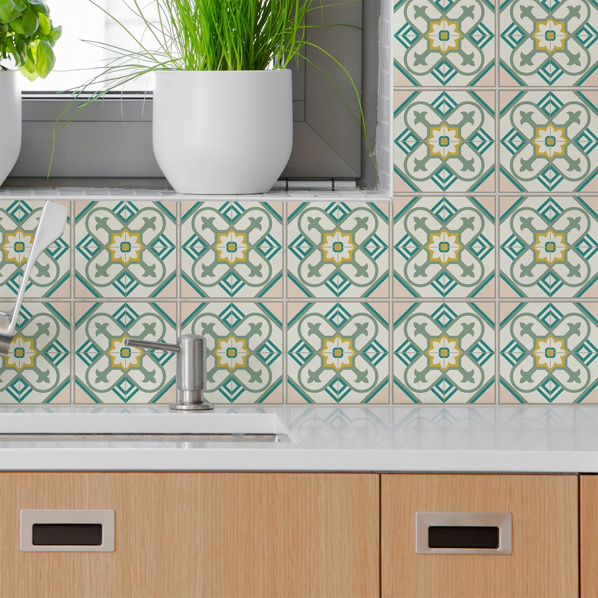 Ambiance Sticker Zelfklevende tegelmuurstickers voor keuken en badkamer - 24 Georgi Azulejos tegelstickers - 24 stickers 15x15cm Multi color