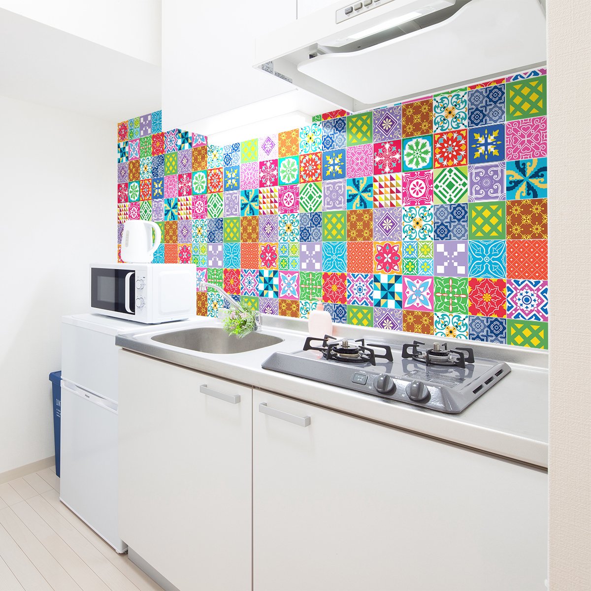 Ambiance Sticker Zelfklevende tegelmuurstickers voor keuken en badkamer - 60 Azulejos Rianah tegelstickers - 60 stickers 10x10cm Multi color