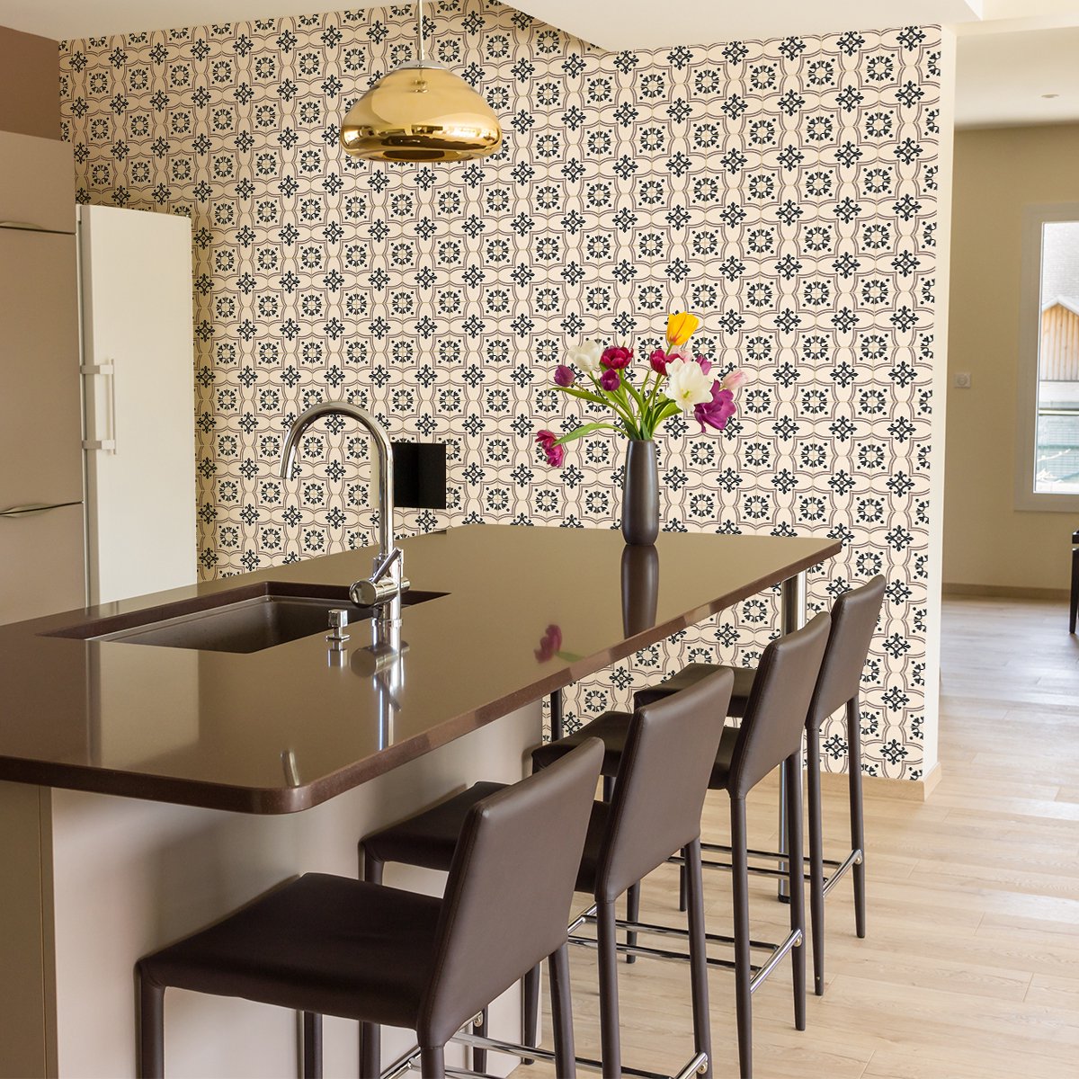 Ambiance Sticker Zelfklevende tegelmuurstickers voor keuken en badkamer - 60 cementtegelstickers, Azulejos Diana-stijl - 60 stickers, 20x20 cm Multi color