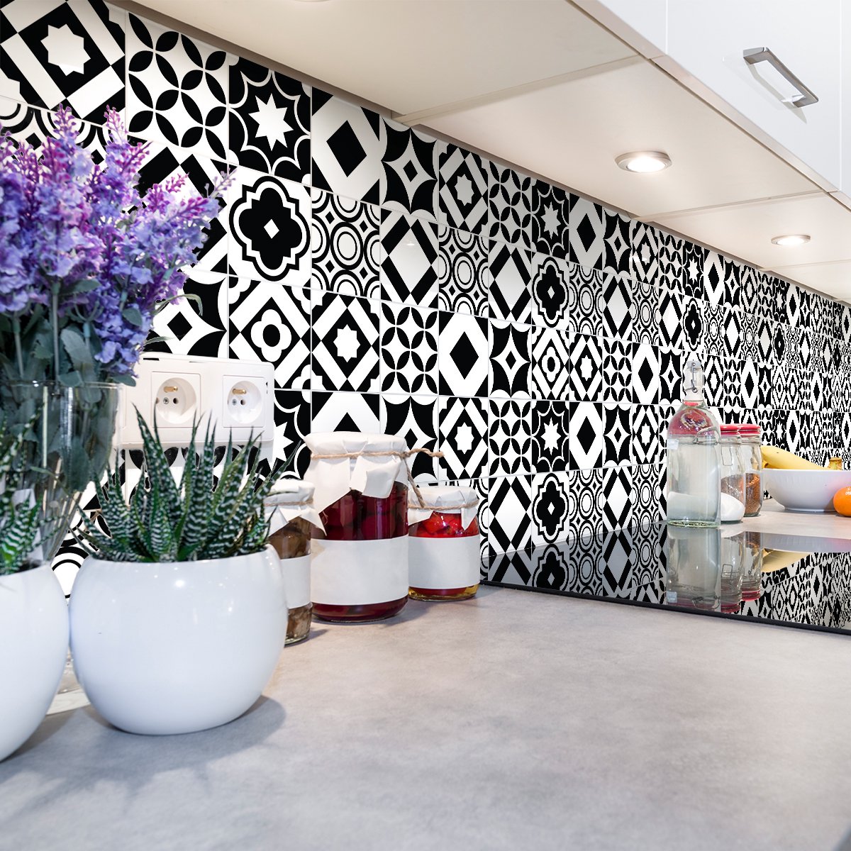 Ambiance Sticker Zelfklevende tegelmuurstickers voor keuken en badkamer - 60 Azulejos Flavior cementtegelstickers - 60 stickers 15x15cm Multi color