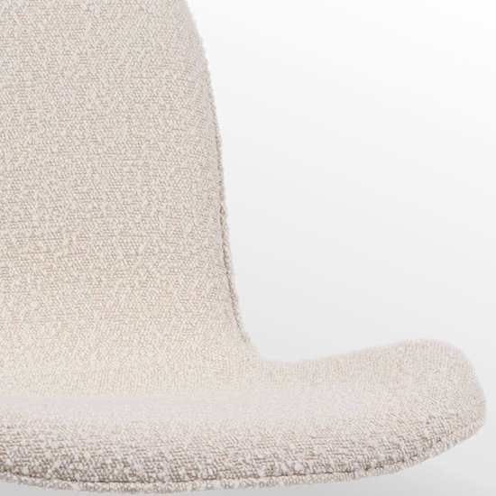 Nolon Nino-Fé Tabouret de Bar Bouclé Beige - Tissu - Piètement Zwart - 75 cm - Tabouret de Bar avec Dossier