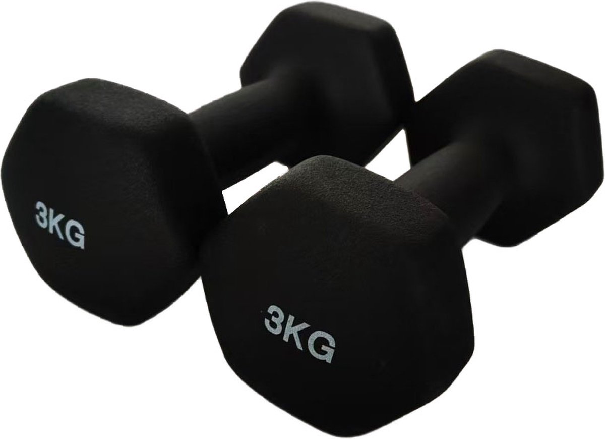 AJ-Sports Dumbell Set Zwart - 1 t/m 3 KG - Dumbbells - Gewichten Set - Halterset - Halters - Fitness gewichten - Krachttraining - Fitness - Inclusief GRATIS Dumbbell Houder – foto 3