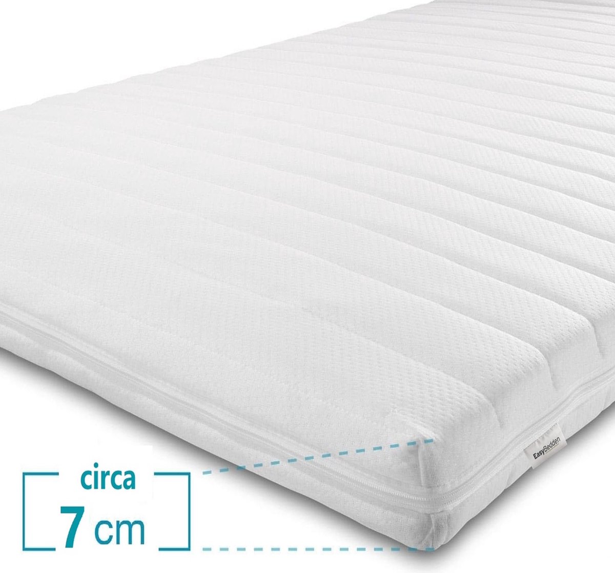 Easy Bedden Topmatras - 100x210 - Topper HR Koudschuim - Medium hardheid - Hybrid - Topdekmatras - circa 7 cm - Afritsbaar Wasbaar Tijk - Orthopedisch - Anti-allergisch - Topper Hotel XL - Anti Bacterieel - CertiPUR® en Okoetex gecertificeerd Wit