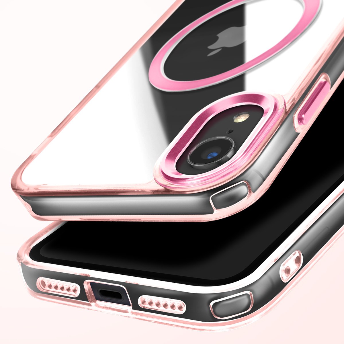 Avizar MagSafe hoesje Geschikt voor Apple iPhone XR achterzijde in kristalkleur, Rose goud