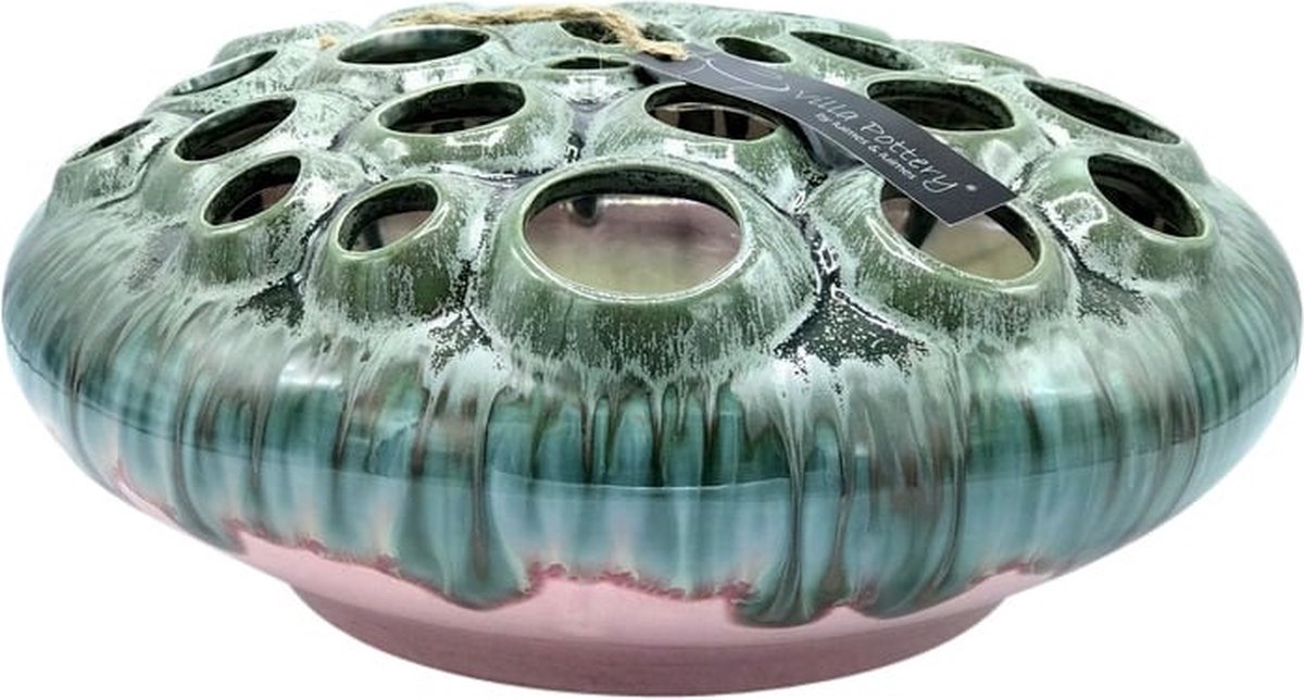 Villa Pottery Groen Roze Rode vaas Coral 34 x 34 x 15