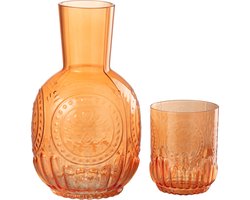 J-Line karaf + glas Maya - glas - oranje