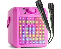 Karaoke set met 2 microfoons - Fenton KAR50P - Met lichteffect en Bluetooth - Voor kinderen - Roze