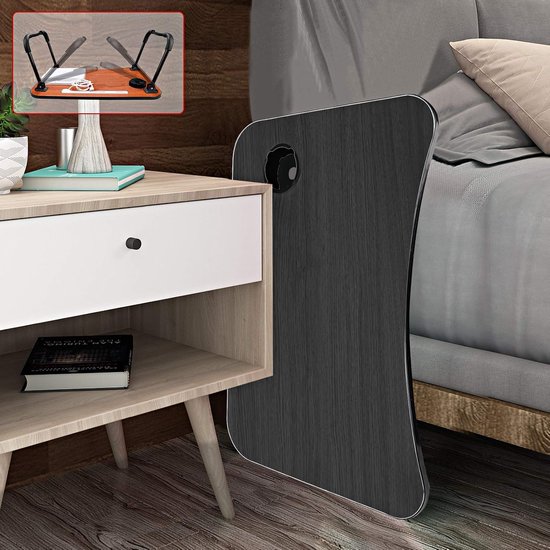 A3A ACADGQ Laptop Table Foldable, Laptop Desk with 4 USB Charging Ports/Drawer/Tablet Holder/Cup Holder, For Bed, Sofa, Floor (60 x 40cm, Brown