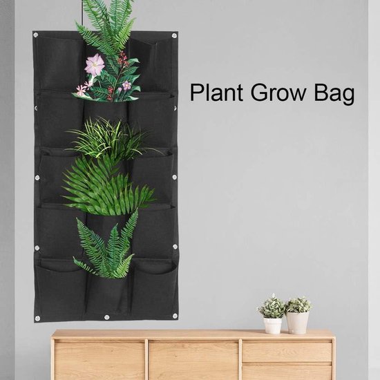Winmany 36 Zakken Verticale Muur Plantenbak - Hangende Tuinzakken voor Binnen en Buiten - Vergroening Bloem Kruiden Kweekcontainer voor Woondecoratie (Groen