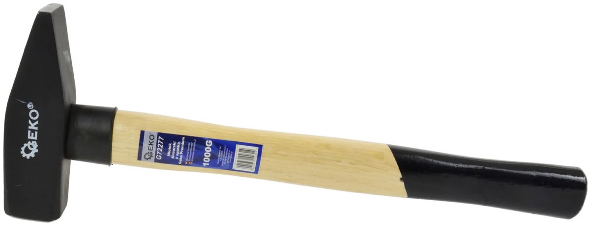GEKO Machinistenhamer - 1000g - Hout - Ergonomisch - Precisie en Kracht