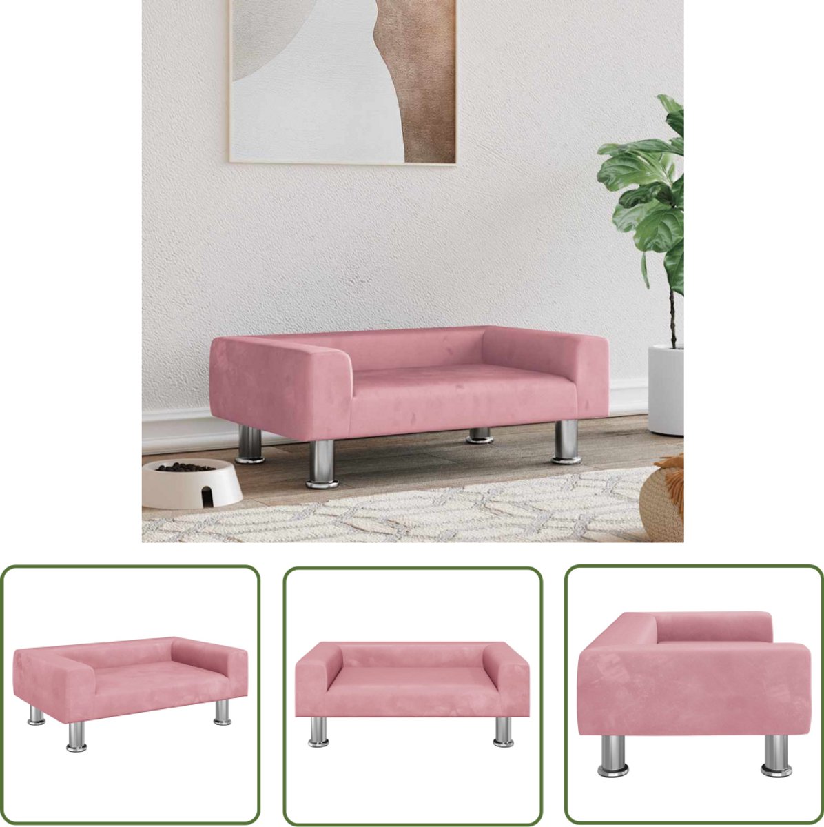 vidaXL Honden Bed – Hond Mand – Hondenmand 70x45x26,5 cm fluweel roze – Hondeneindproducten – Rozerood – Fluweel