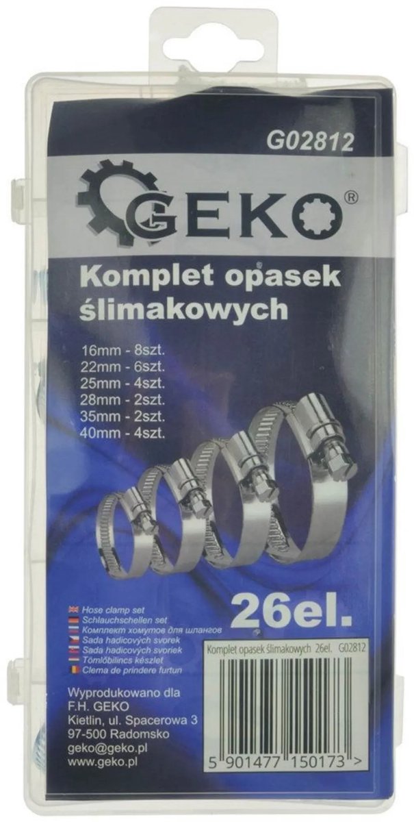 GEKO Slangklemmen Assortiment - 26-delig - 16-40mm - Inclusief Opbergdoos