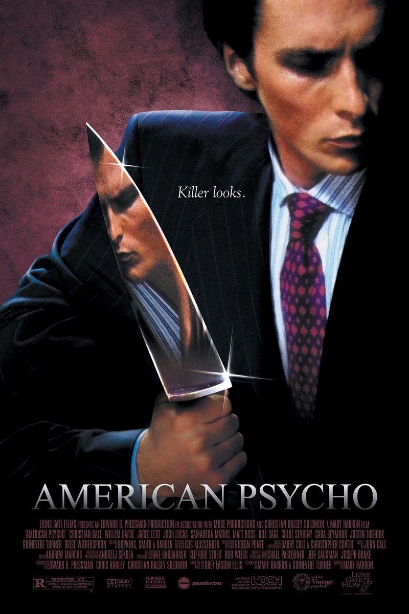 karo-art Poster - American Psycho, 2000, Originele Filmposter, Premium Print, Professioneel Fotopapier Multikleur