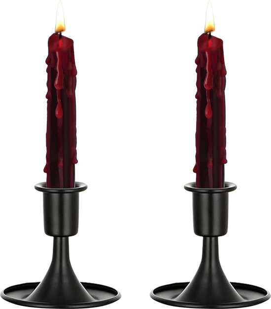 HB Design Co. Mat zwarte kandelaars set van 3 - metalen pijler kandelaars - 3 pijler kandelaar middenstuk - zwarte kaarsenhouder set