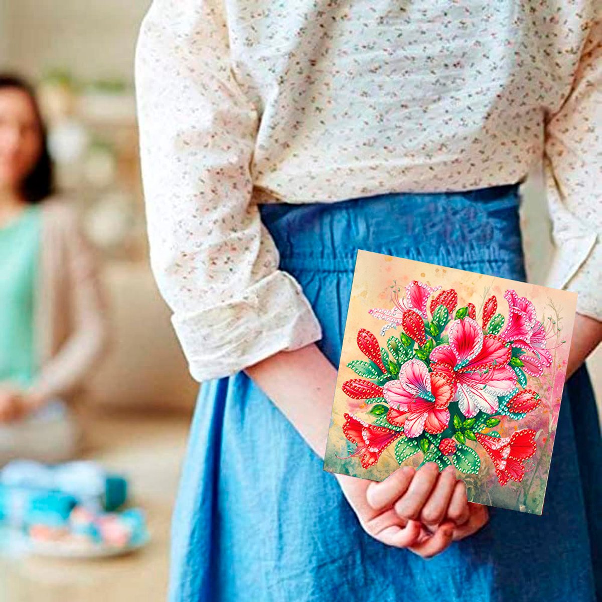 Adorzy Diamond Painting Kaarten Bloemen – 6 Wenskaarten met envelop - Diamond Painting Volwassenen – Diamond Painting Volledig Pakket — afbeelding 4