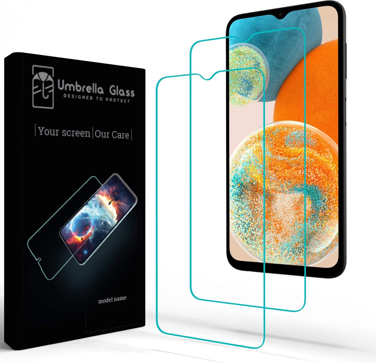 Umbrella Glass Screenprotector - Geschikt voor Samsung Galaxy A13 5G - A23 - A+ Glass clear 0,33mm - 2.5D - 9H