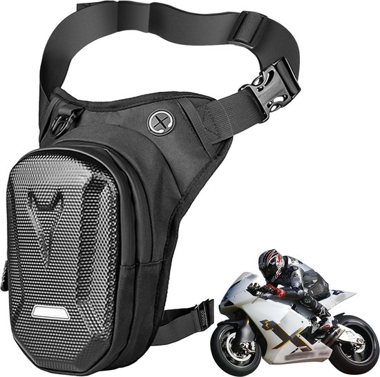 Waterdichte harde schaal beenzak voor motorfiets - multifunctionele dijbeenzak voor heren en dames - wandelen paardrijden vissen - zwart .