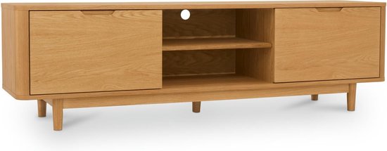 Meuble TV 180cm - Placage Chêne Naturel - Style Scandinave - 180x45x52cm - Meuble Nyborg Naturel - Giga Meubel