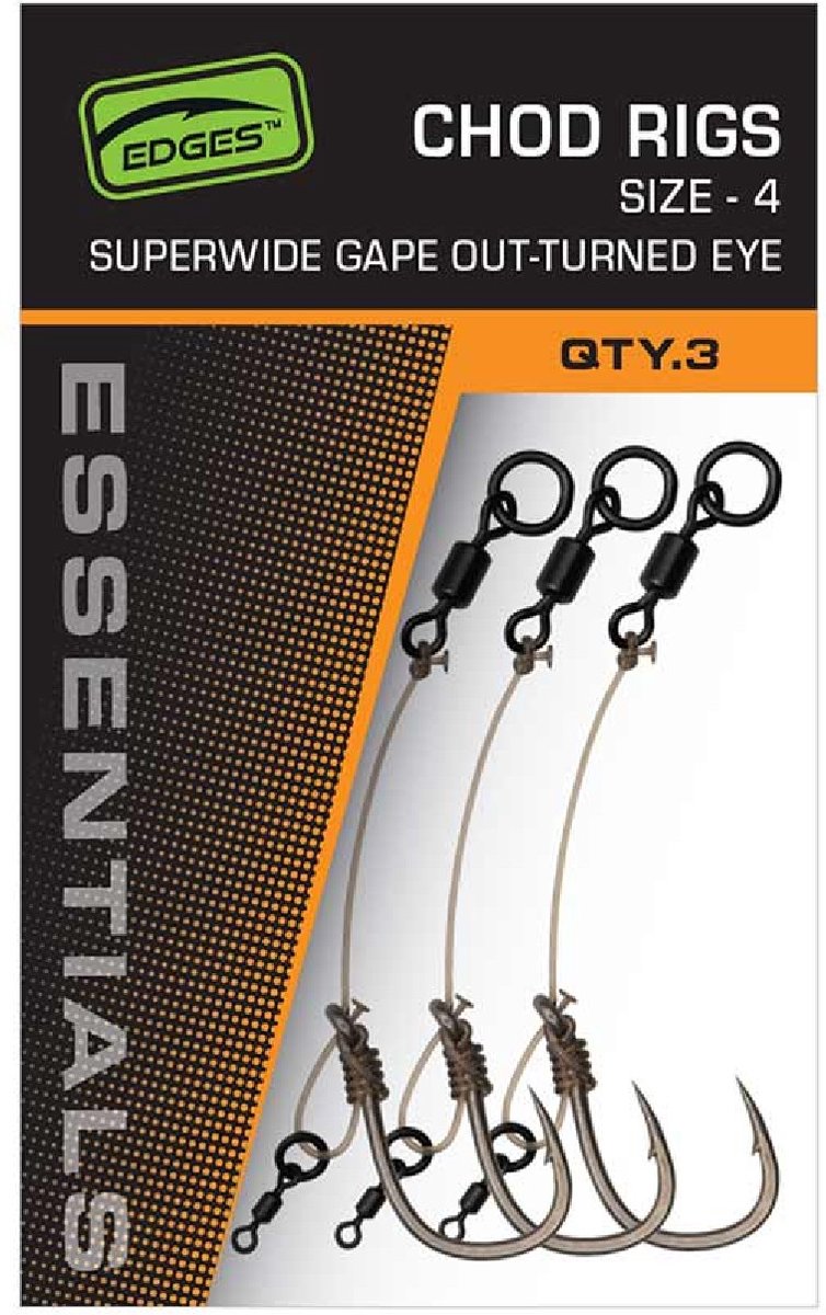 Fox Essentials Chod Rigs Super Wide Gape Out-Turned Eye (3 pcs) - Maat : 4