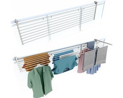 Foxydry Duo 202 cm balkon droogrek - wit - rechthoekige reling