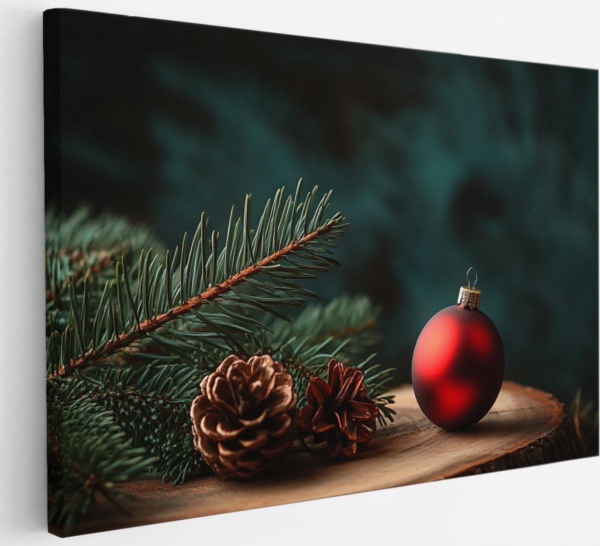 Saammp Canvas Schilderij - Kerst krans - Natuur - Landschap - 30x20 - Foto op canvas - Wanddecoratie - Muurdecoratie Woonkamer - Slaapkamer decoratie - Canvas Print Multicolor
