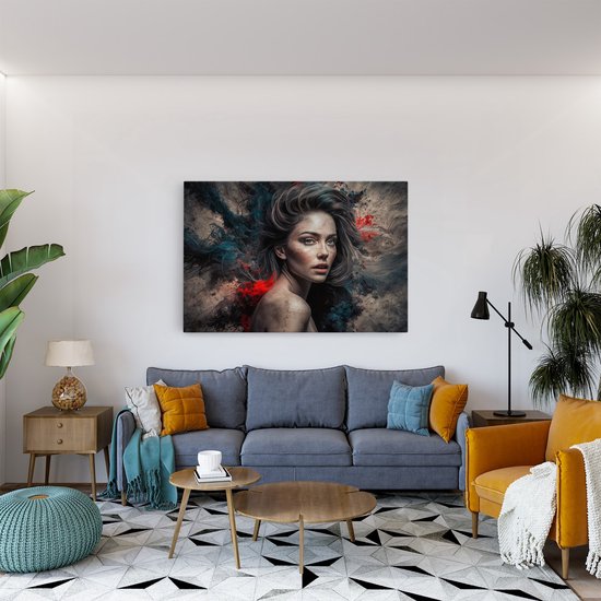 Tableau sur toile Saammp - Abstrait - Femme - Rouge - 70x50 - Photo sur toile - Décoration murale - Décoration murale Salon - Décoration chambre - Impression sur toile