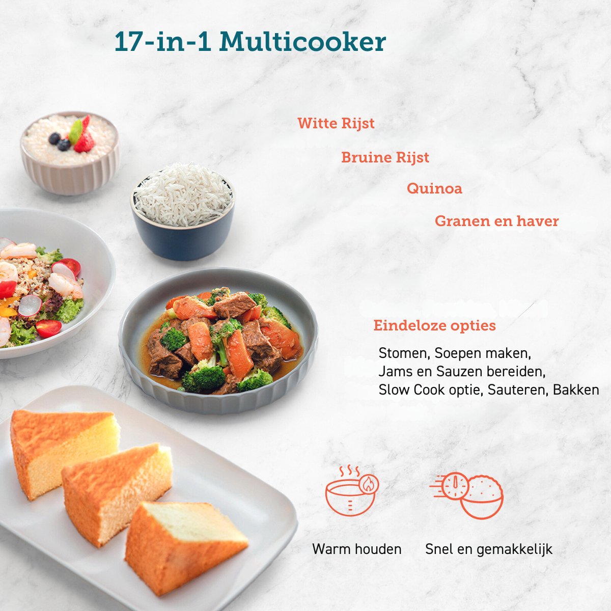 Afbeelding 2 van Cosori Rijst/Multicooker - 5L - 8 programma's - 17-in-1 - Voor rijst, slow cooking, bakken en meer