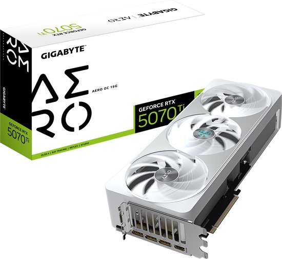 Gigabyte NVIDIA GeForce RTX 5070 Ti AERO OC - Videokaart - 16GB - GDDR7 - PCIe 5.0 - 1x HDMI 2.1 - 3x DisplayPort 2.1