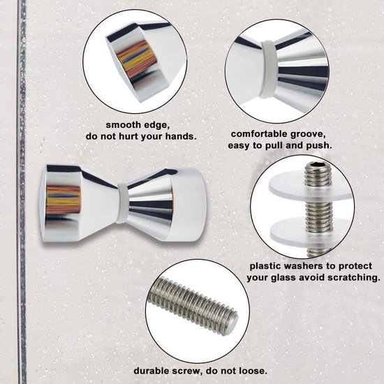 Boutons de porte pour porte de douche - design moderne - acier inoxydable - argent-1 .