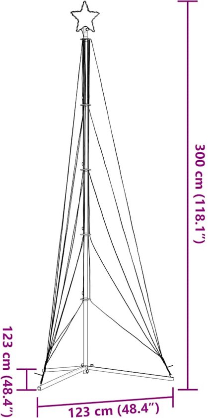 vidaXL - Éclairage de sapin de Noël - 525 - blanc chaud - LED - 302 - cm