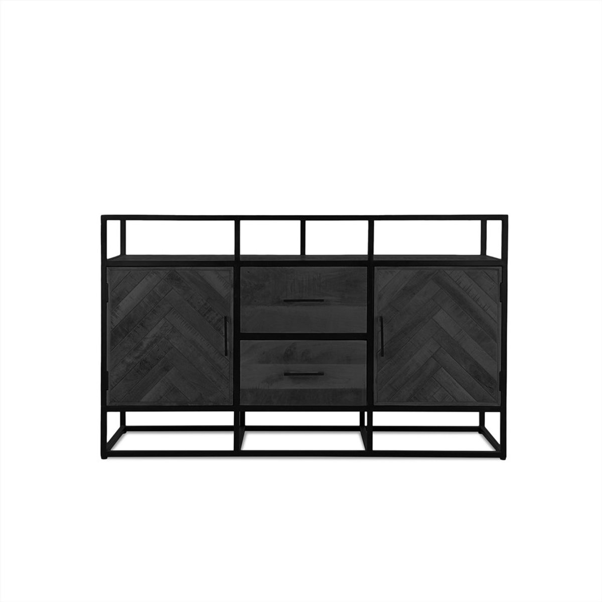 Benoa Dressoir Jax visgraat mangohout 150 cm - zwart