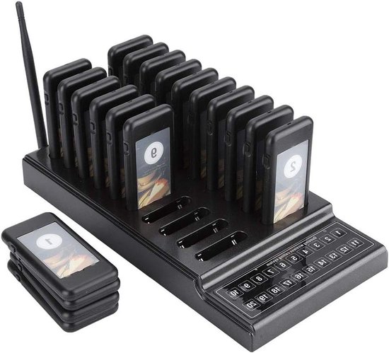 20 Kanalen Restaurant Pager - Lange Afstand Oproepsysteem - Draagbare Restaurant Pager Systeem - Ober Oproepsysteem - Draadloos Oproepwachtrij Systeem - EU .