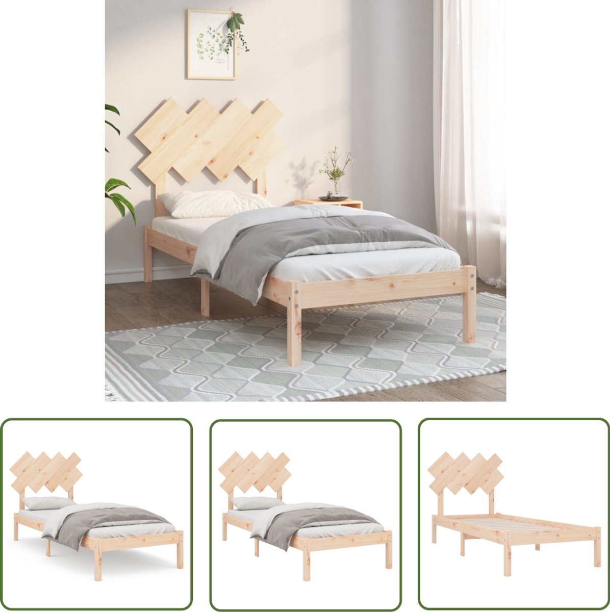 vidaXL Bedframe met lades bewerkt hout betongrijs 90x190 cm, bed, bed met opbergruimte, 1-persoons bedframe, 1-persoonsbed, slaapkamermeubilair