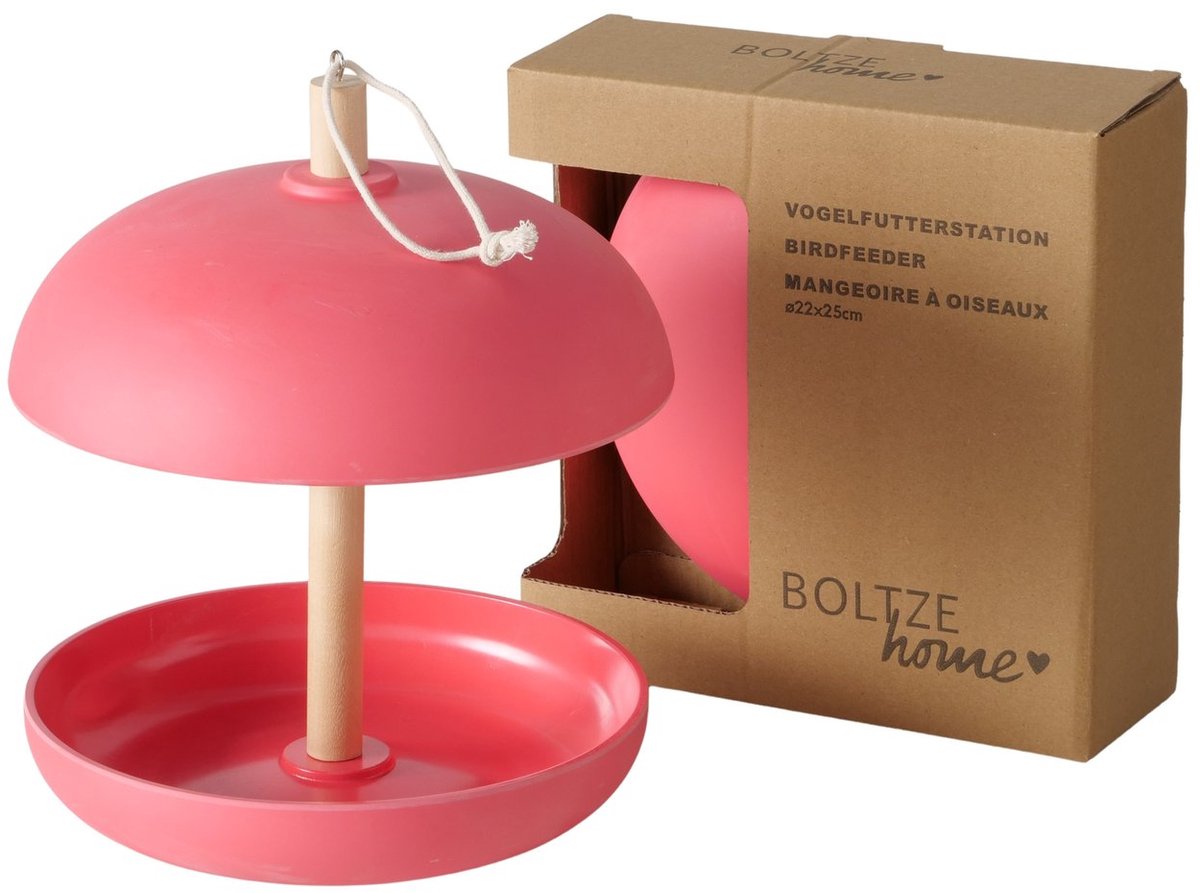 Boltze - Voederstation - Voederhuisje - Vogelvoederhuisje - Roze - Duurzaam - Bamboe