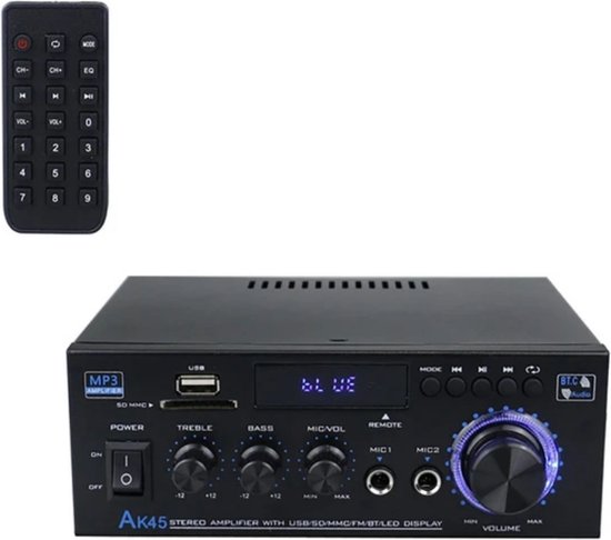 Amplificateur de Power HIFI Bluetooth | 800 W | Amplificateur numérique | Surround stéréo | Lecteur multimédia | Karaoké