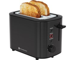 KitchenBrothers Broodrooster - BPA-vrij - Retro - Toaster - 6 Instelbare Roosterstanden - 2 Extra Brede Sleuven - 820W - Gunmetal/Zwart - RVS