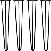 4 x Tafelpoten staal - Lengte: 71cm - 3 pin - 12m - Zwart - SkiSki Legs ™ - pinpoten Retro hairpin