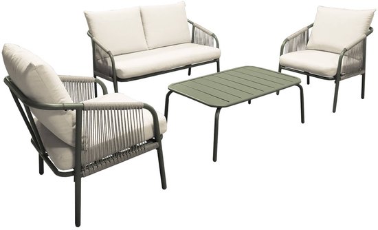 sweeek - Loungeset fiora van staal, 4 personen