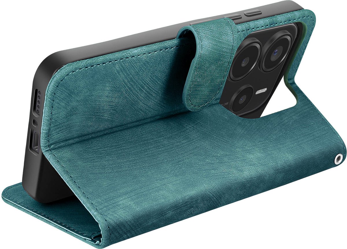 Avizar Hoesje Geschikt voor Xiaomi Redmi Note 14 5G portemonnee video houder, Groen
