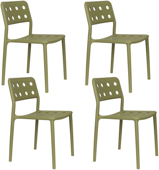Chaises de jardin Serra Living de Housecraft en plastique vert - Set de 4