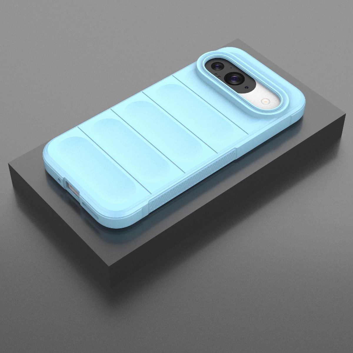 Mobigear Hoesje geschikt voor Google Pixel 9 Pro Telefoonhoesje Flexibel TPU | Mobigear Bumpy Backcover | Pixel 9 Pro Case | Back Cover - Blauw