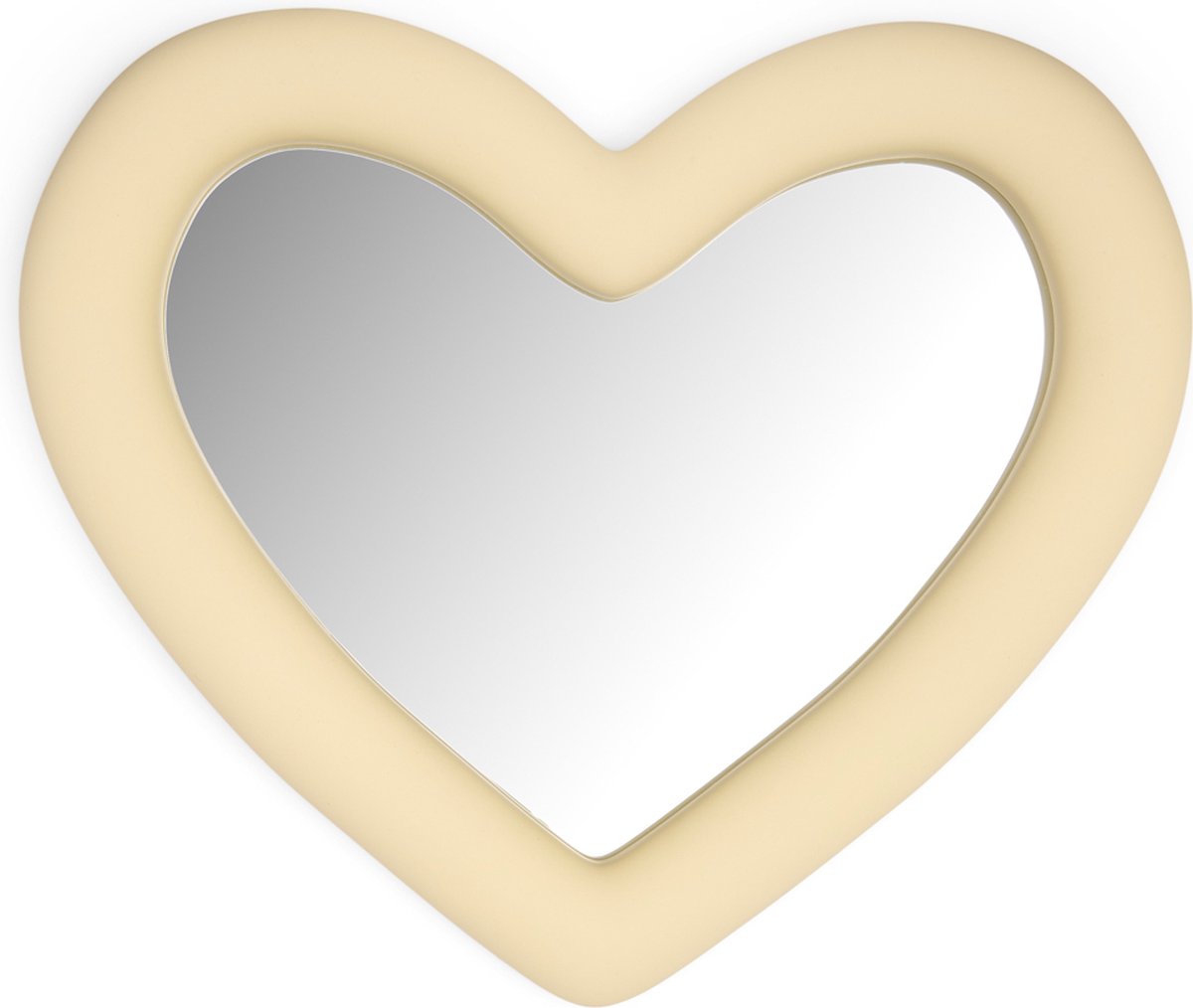 Riviera Maison Decoratieve spiegel hartje Beige - Heart Wandspiegel - Hars, Glas - (LxBxH) 35x5x30