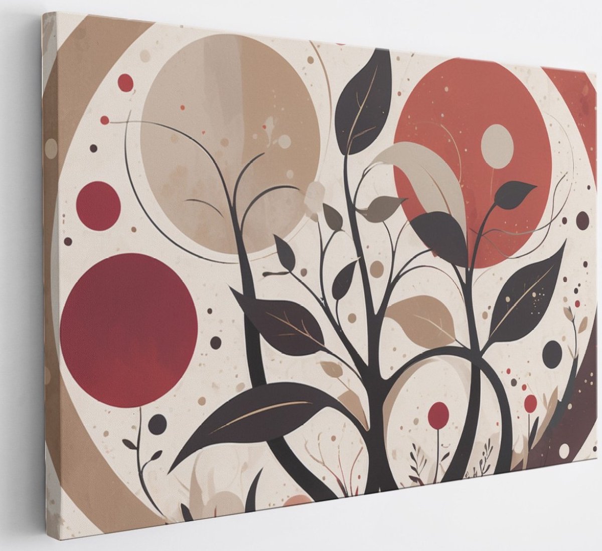 Saammp Canvas Schilderij - Planten - Beige - Abstract - 30x20 - Foto op canvas - Wanddecoratie - Muurdecoratie Woonkamer - Slaapkamer decoratie - Canvas Print Multicolor
